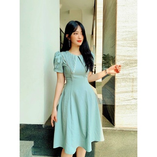 Đầm váy freesize mint cổ xếp