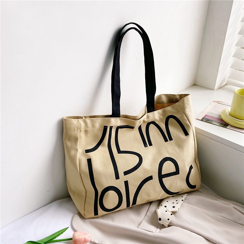 Túi Xách Canvas In Chữ Thời Trang Nữ Tính