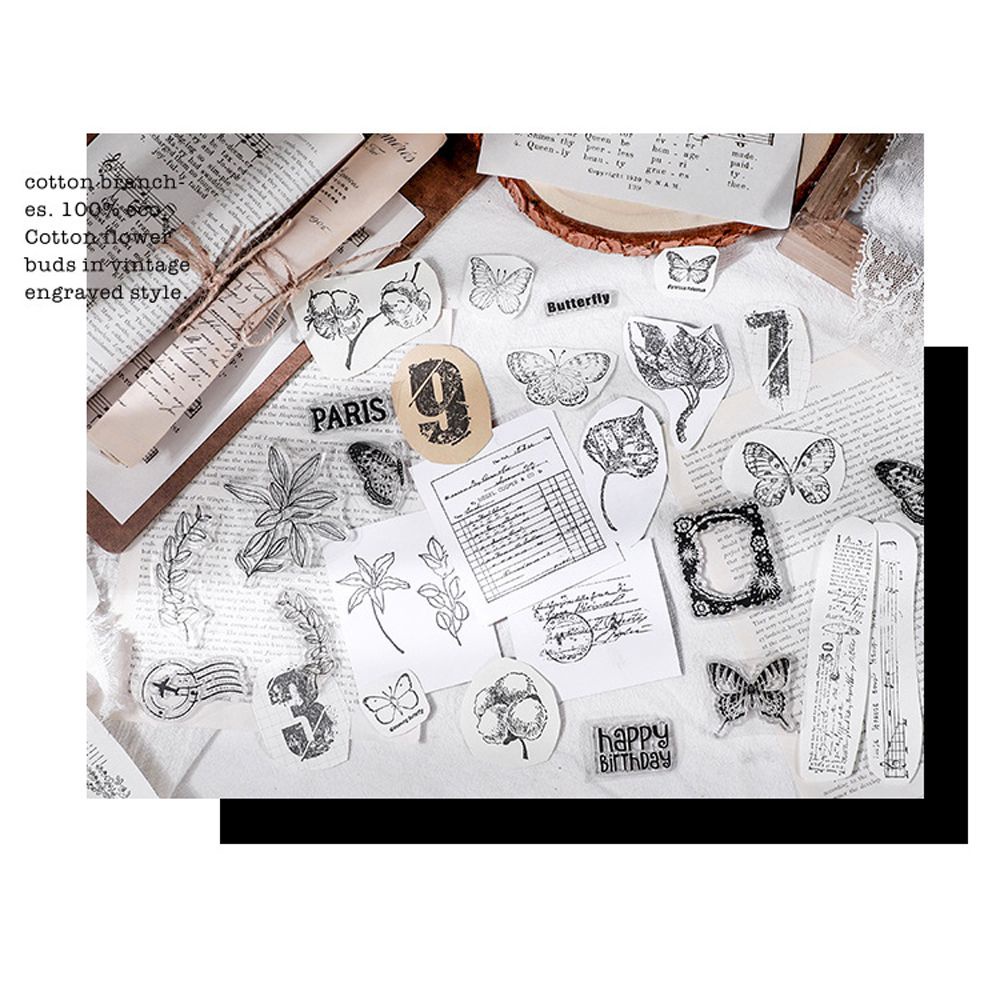 Tấm khuôn silicon cao su trong suốt hình số/bướm/cây cỏ trang trí album thủ công DIY phong cách vintage làm quà tặng