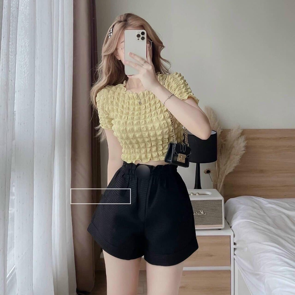 Quần short nữ Combo 3 sooc đùi kaki cạp chun mix màu