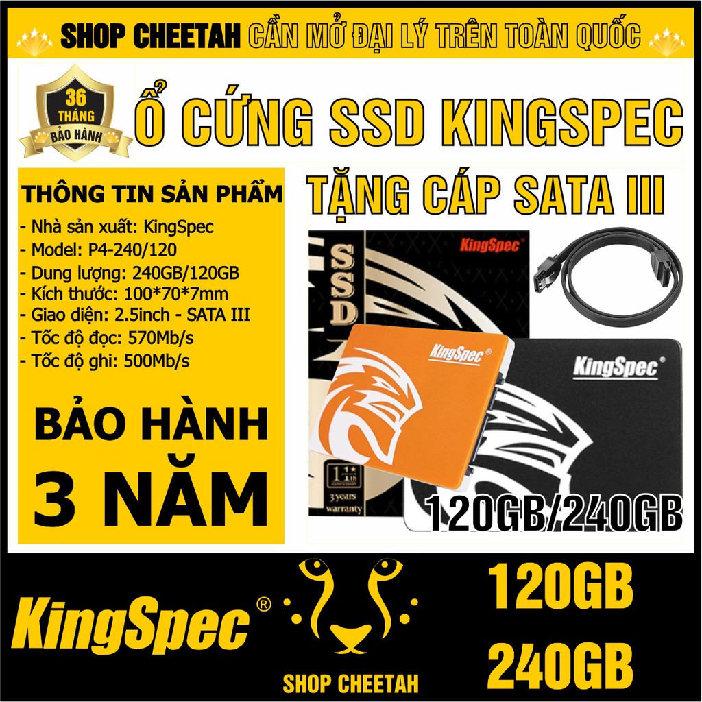 Ổ cứng SSD KingSpec 240GB/120GB – CHÍNH HÃNG – Bảo hành 3 năm – SSD 240GB – SSD 240GB – Tặng cáp dữ liệu Sata 3.0