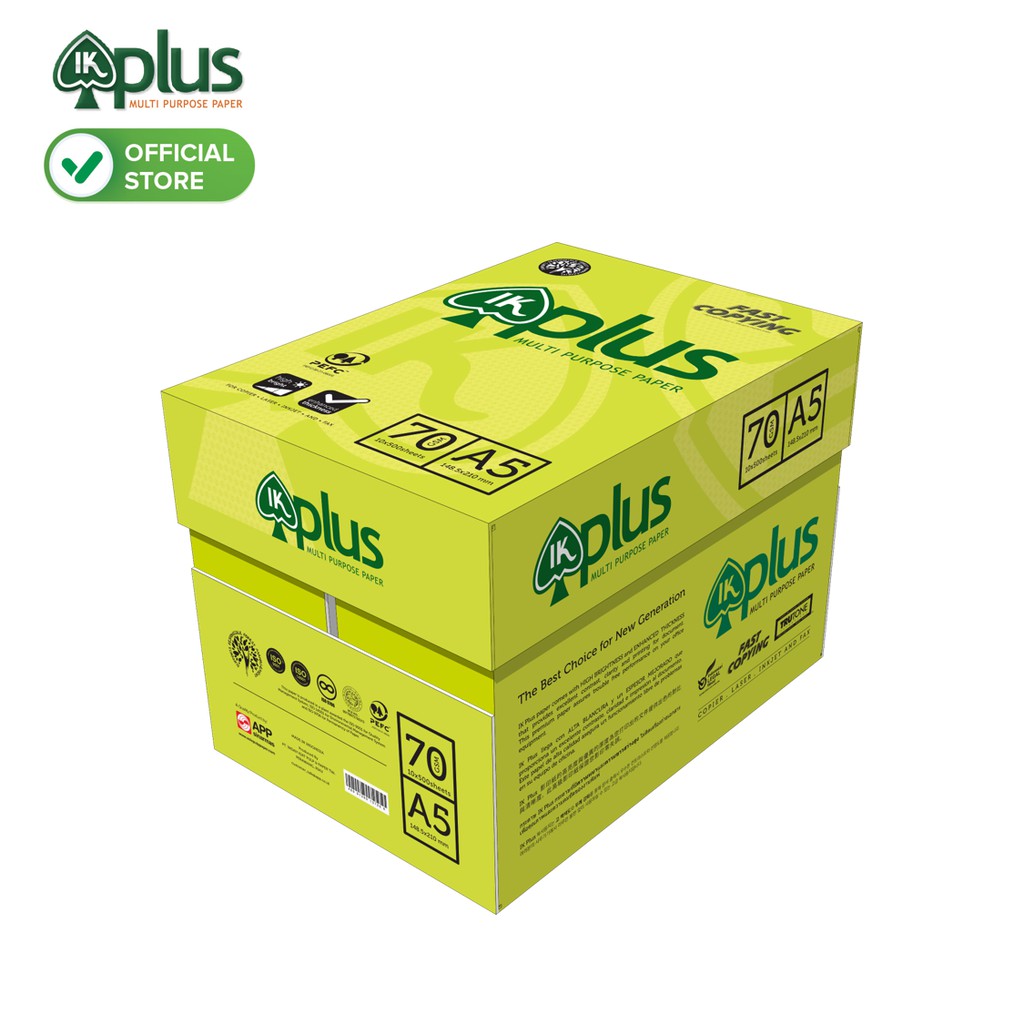 Giấy IK PLUS A5 70gsm - Giấy photo, giấy in văn phong, giấy vẽ - Hàng chính hãng