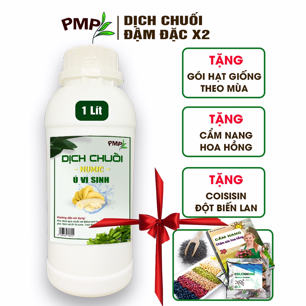 Dịch Chuối Humic PMP Vi Sinh Cho Hoa Hồng, Hoa Lan, Rau Sạch 1000ml