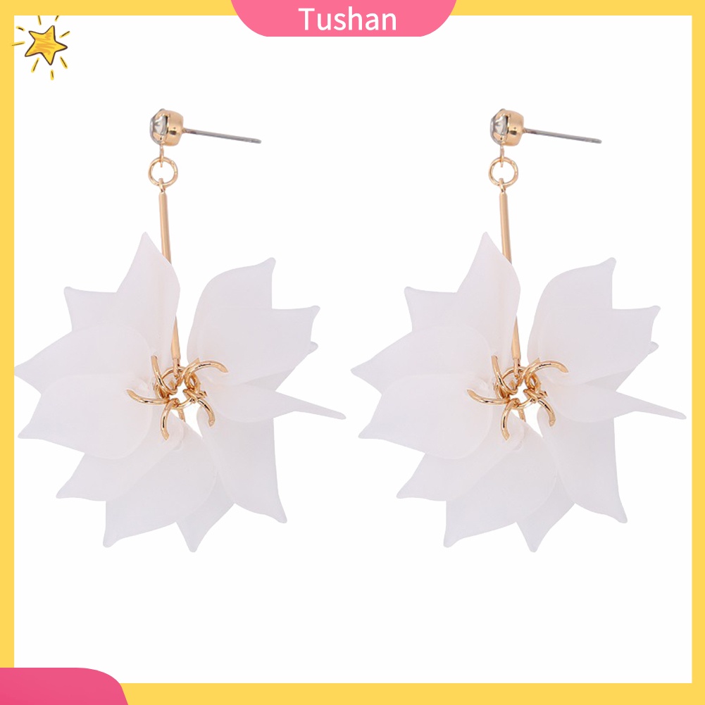 Khuyên tai hình cánh hoa tua rua ngọt ngào xinh xắn