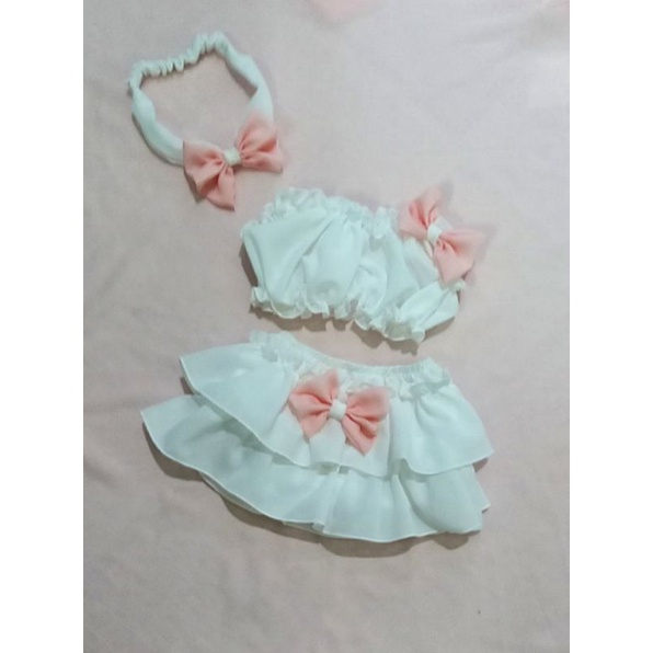 Set croptop+quần chip bé gái siêu xinh kèm turban