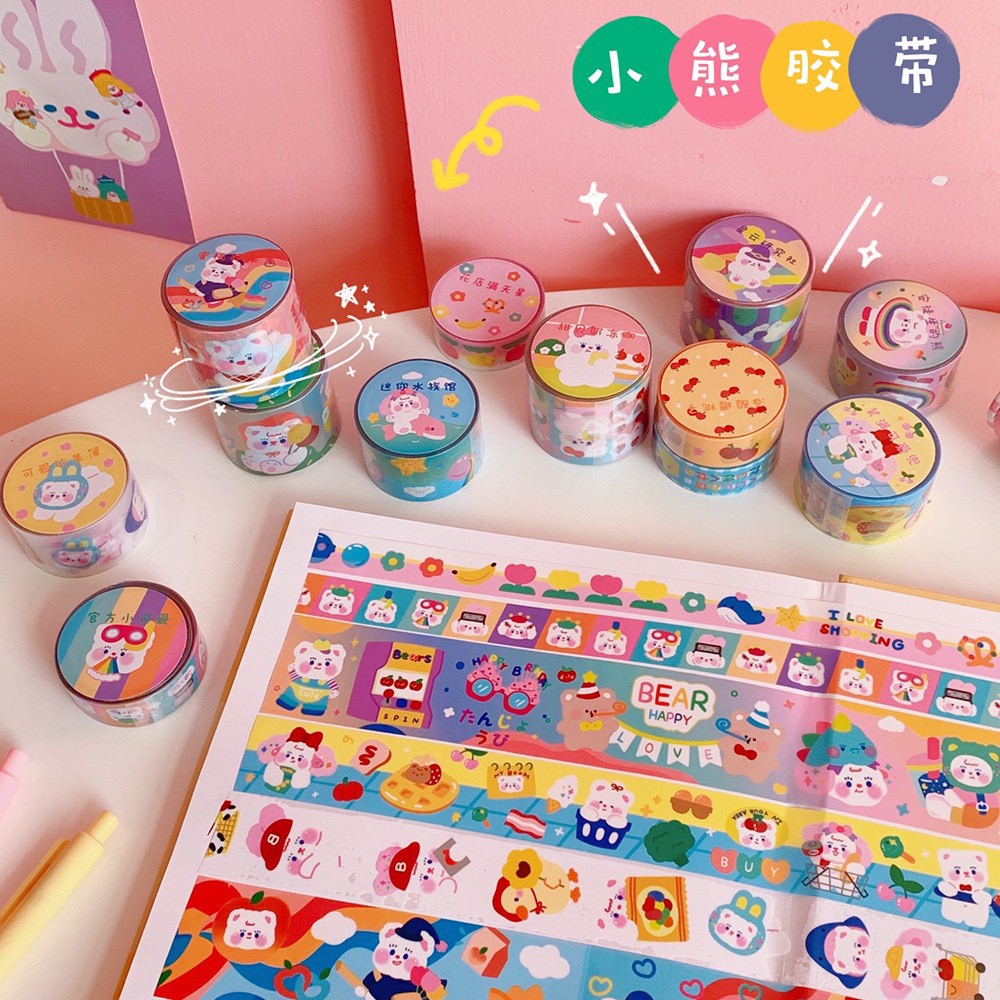 Washi Tape Thỏ Gấu Dễ Thương Cao Cấp