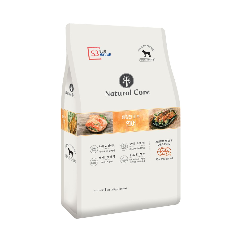 1kg(❁´◡`❁)THỨC ĂN HỮU CƠ NATURAL CORE S3 CÁ HỒI CHO CHÓ găn ngừa dị ứng nhờ phương pháp thủy phân độc quyền của Natural.