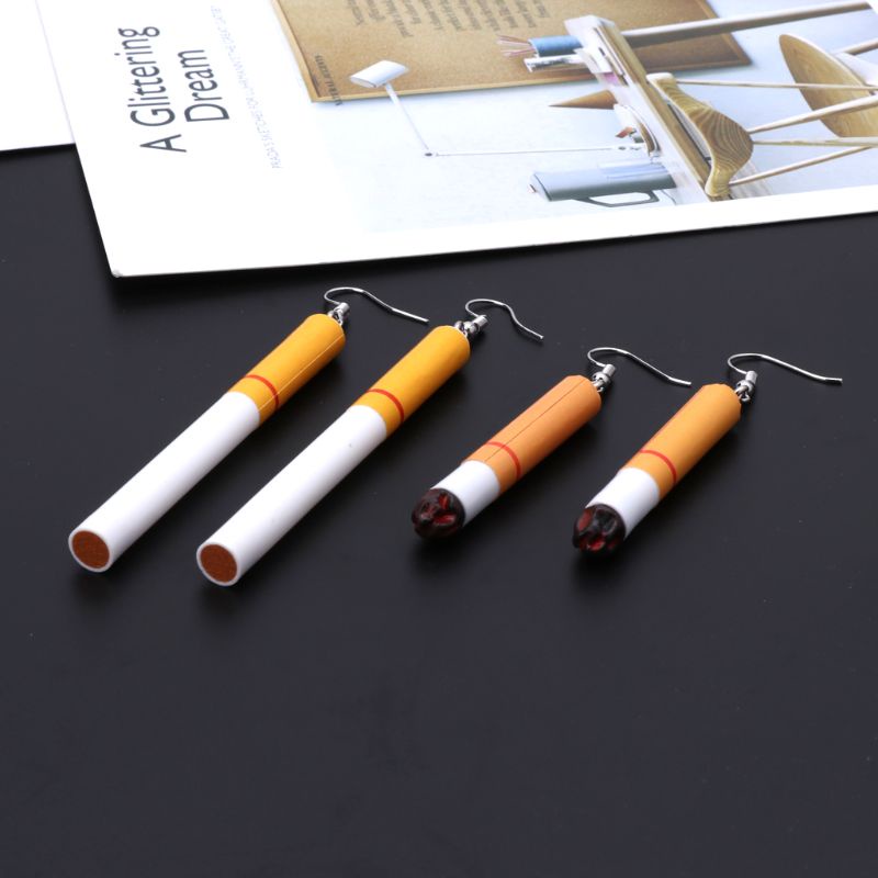 Khuyên tai hình điếu thuốc lá bằng nhựa acrylic nhân tạo thời trang vui nhộn cho nữ chất lượng cao