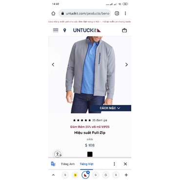 Áo Khoác Nam Nỉ Xốp Untuckit Resreved, Chính Hãng