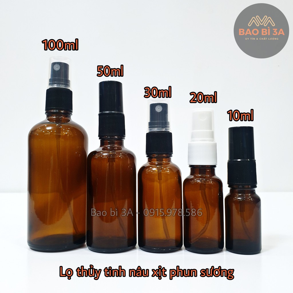 Chai xịt phun sương thủy tinh nâu 100ml