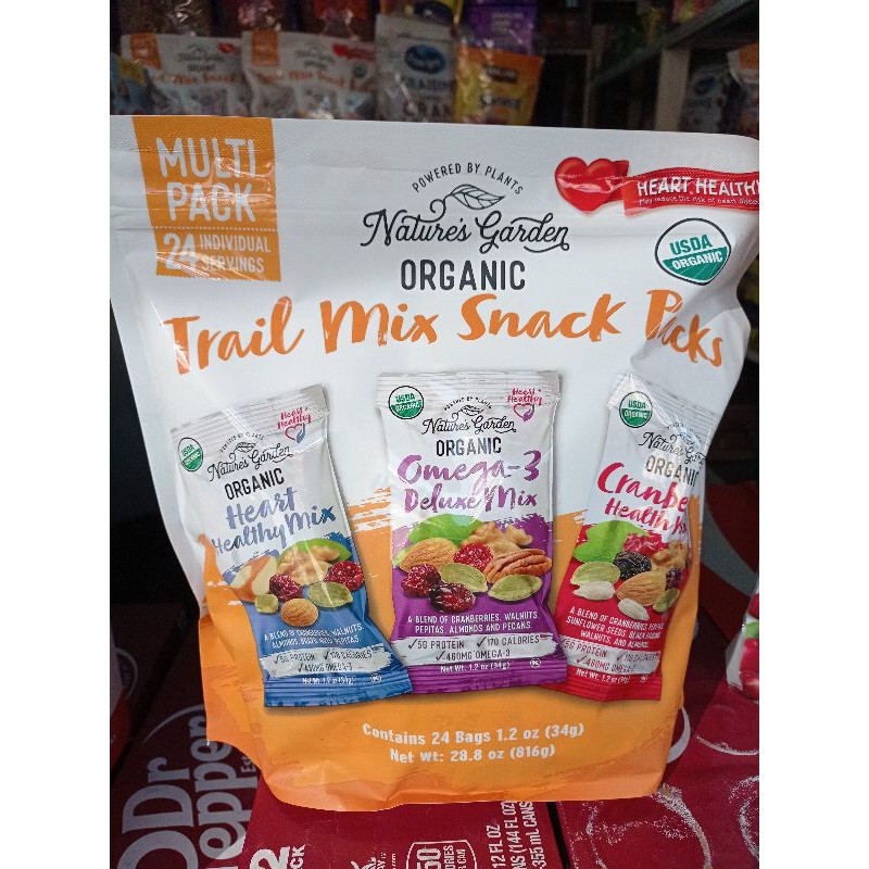 (T2/23)Hạt tổng hợp Nature's Garden organic trail Mix 816g (24gói)