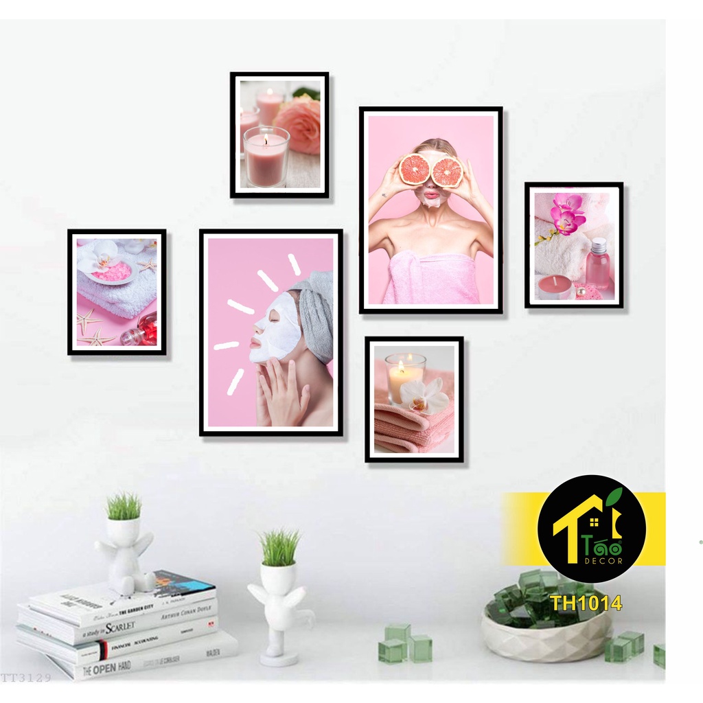 Com bô 16 mẫu 6 tranh treo tường trang trí salon tóc, spa, nail, tranh dán tường, canvas, Táo Decor