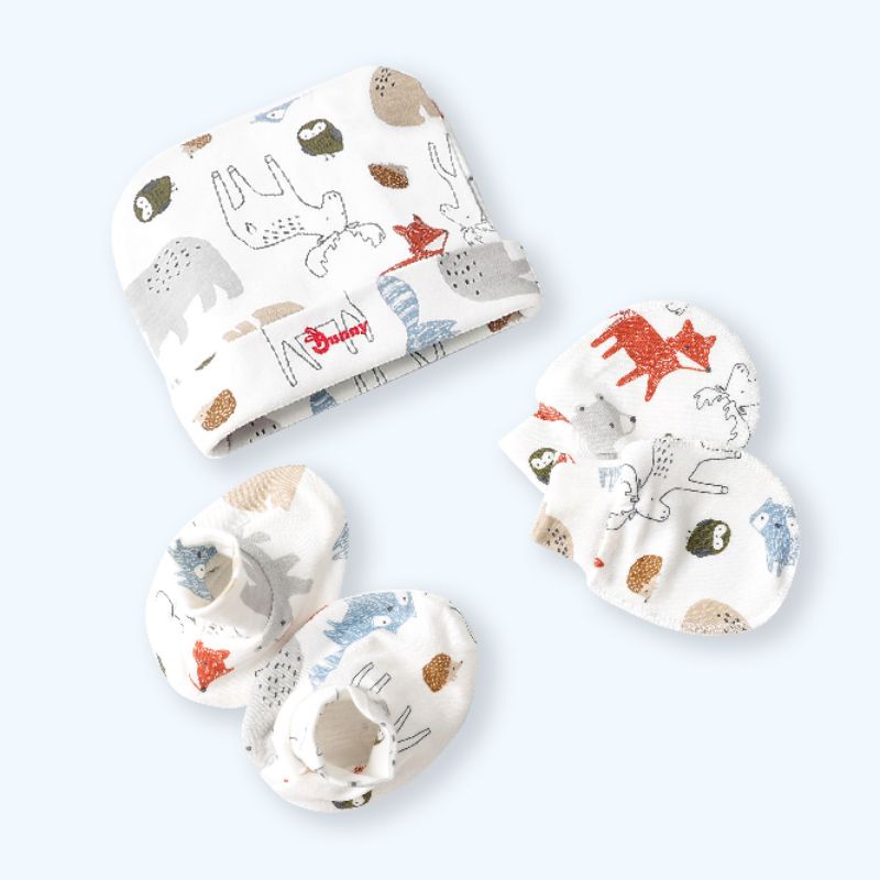 Set mũ + bao tay + bao chân sơ sinh cotton mềm mịn, Phụ kiện mũ bao tay chân bunny mio nous 0-3m Thị Nắng Store