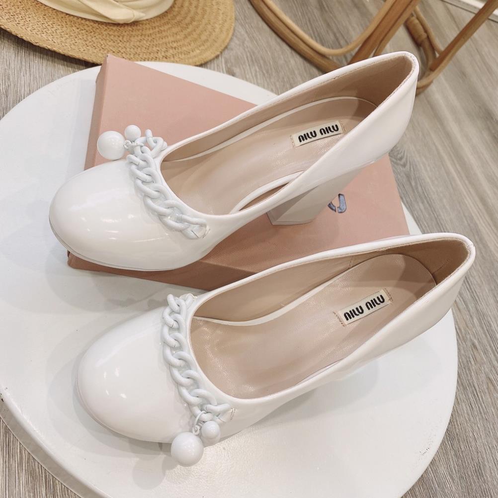 Giày búp bê gót vuông miumiu hàng fullbox HCU