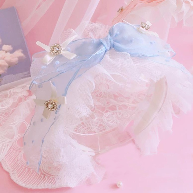 Băng Đô Nơ Ren Xếp Ly Phong Cách Lolita