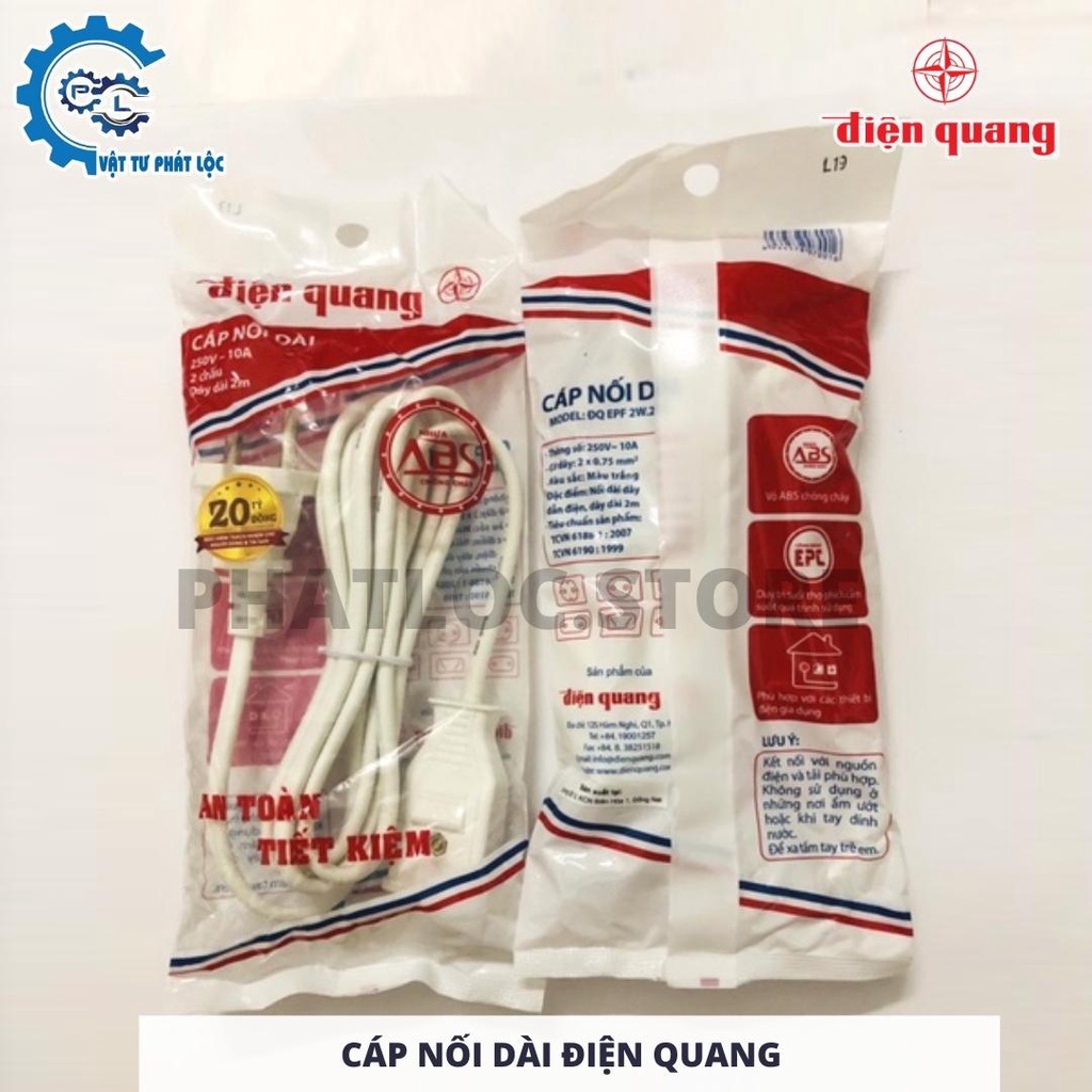 Cáp nối dài Điện Quang ĐQ EPF 2PN - Dây nối dài 2 mét, 5 mét