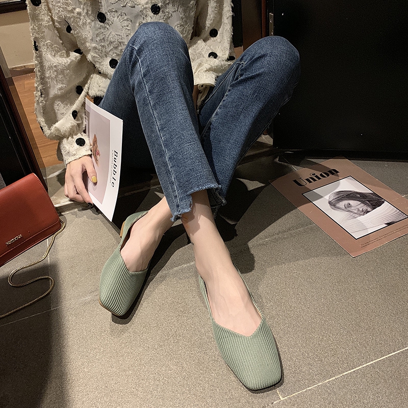 Giày búp bê nữ đế bệt mũi vuông phong cách Hàn Quốc