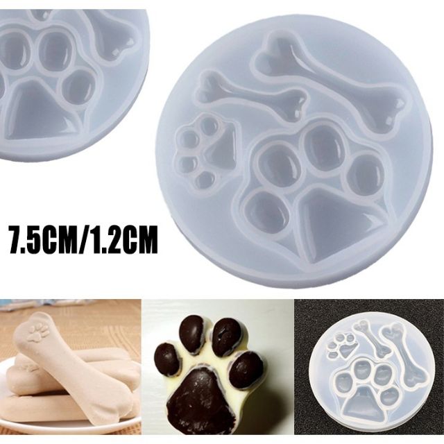 Khuôn silicone tạo hình chân cún và khúc xương cute.
