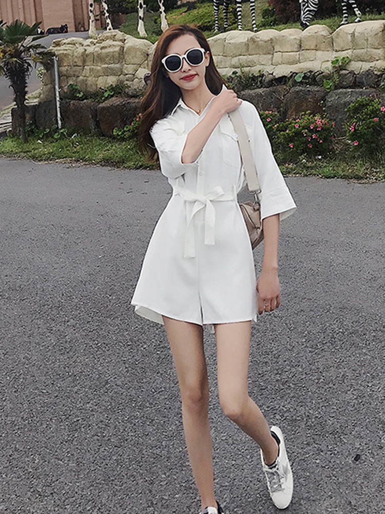 Jumpsuit Ngắn Lưng Cao Chất Liệu Chiffon 2021