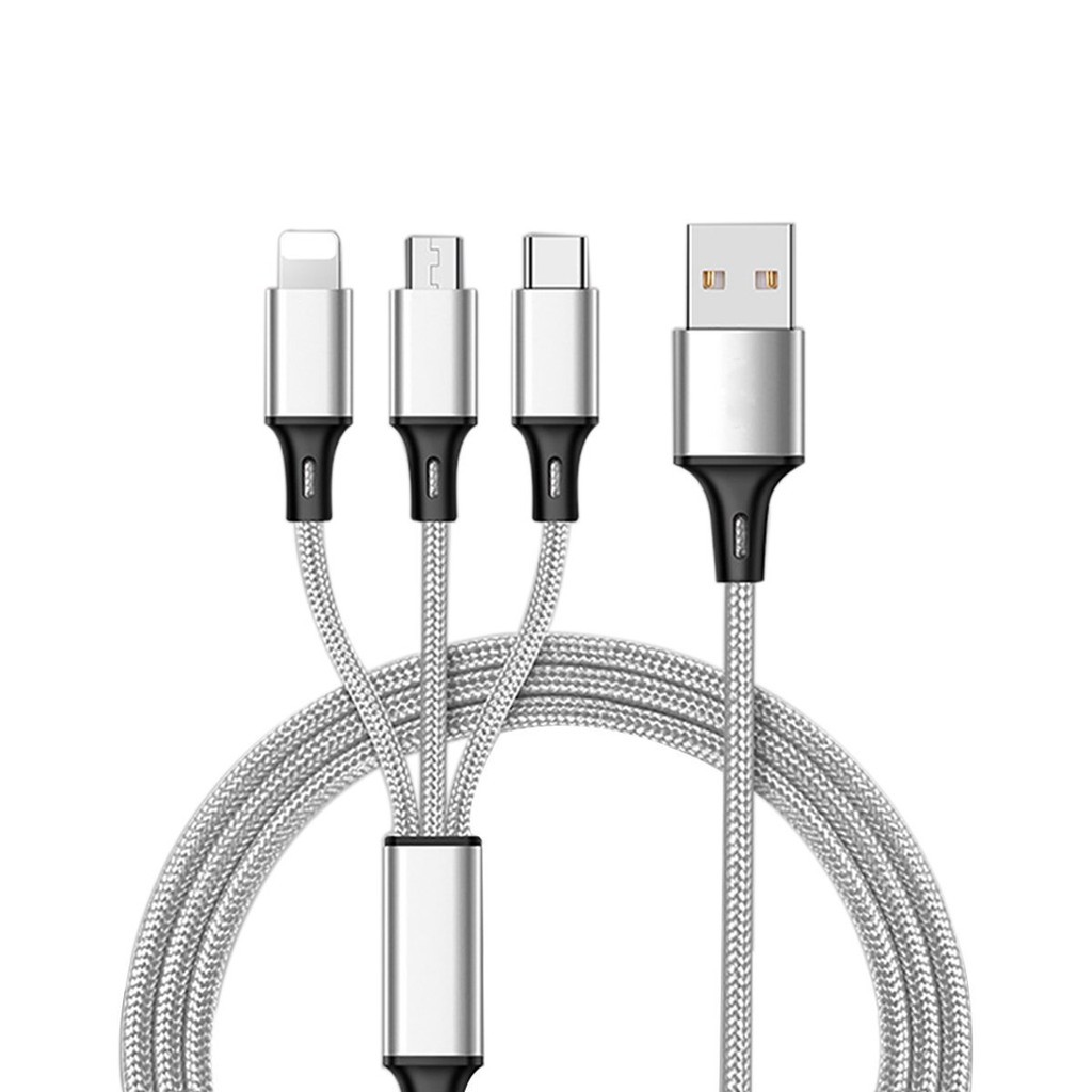 Dây Cáp Sạc đa năng 3 trong 1 tiện lợi hỗ trợ 3 Đầu iphone - Micro USB - Type C