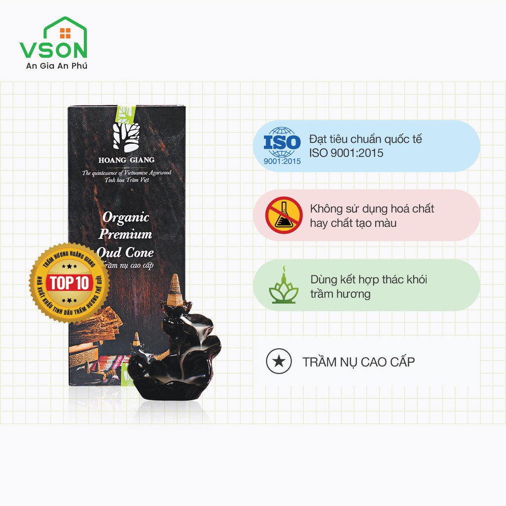 Trầm nụ Hoàng Giang - Không chứa hoá chất, hương gỗ trầm tự nhiên, dùng với thác khói trầm hương - hộp 24 nụ | BigBuy360 - bigbuy360.vn