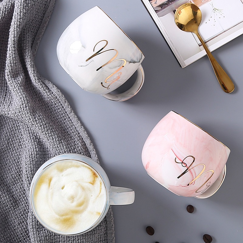 Ly cốc sứ có nắp vân đá TÁO MR &amp; MRS có HỘP QUÀ cực đẹp (APPLE CUP) KHẮC TÊN THEO YÊU CẦU thông điệp ý nghĩa