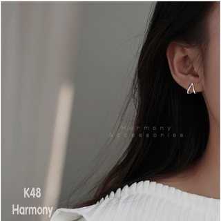 Khuyên tai, bông tai bạc mạ vàng empty heart đính đá sang chảnh, xinh xắn k48| trang sức bạc harmony