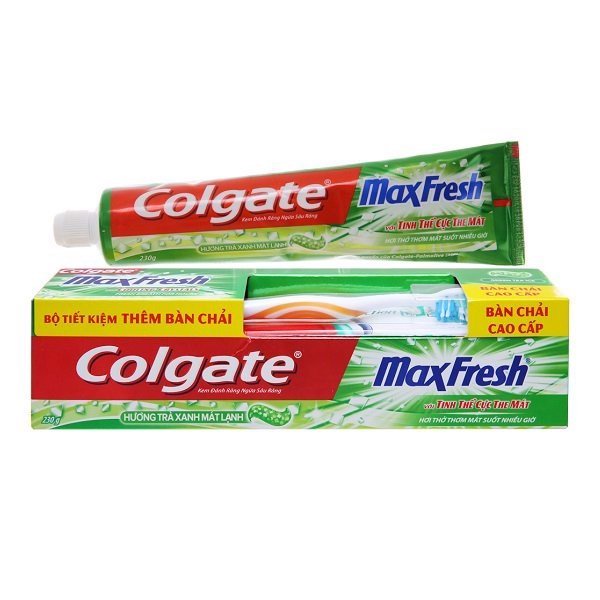 [TẶNG KÈM BÀN CHẢI] KEM ĐÁNH RĂNG COLGATE MAXFRESH HƯƠNG TRÀ XANH 200G