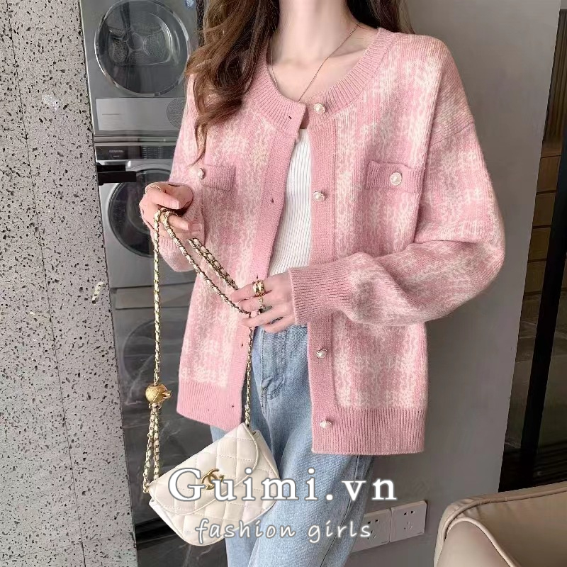 Áo Khoác Dệt Kim Tay Dài Cổ Tròn Họa Tiết Kẻ Sọc Thời Trang Mùa Thu Hàn Quốc Mới