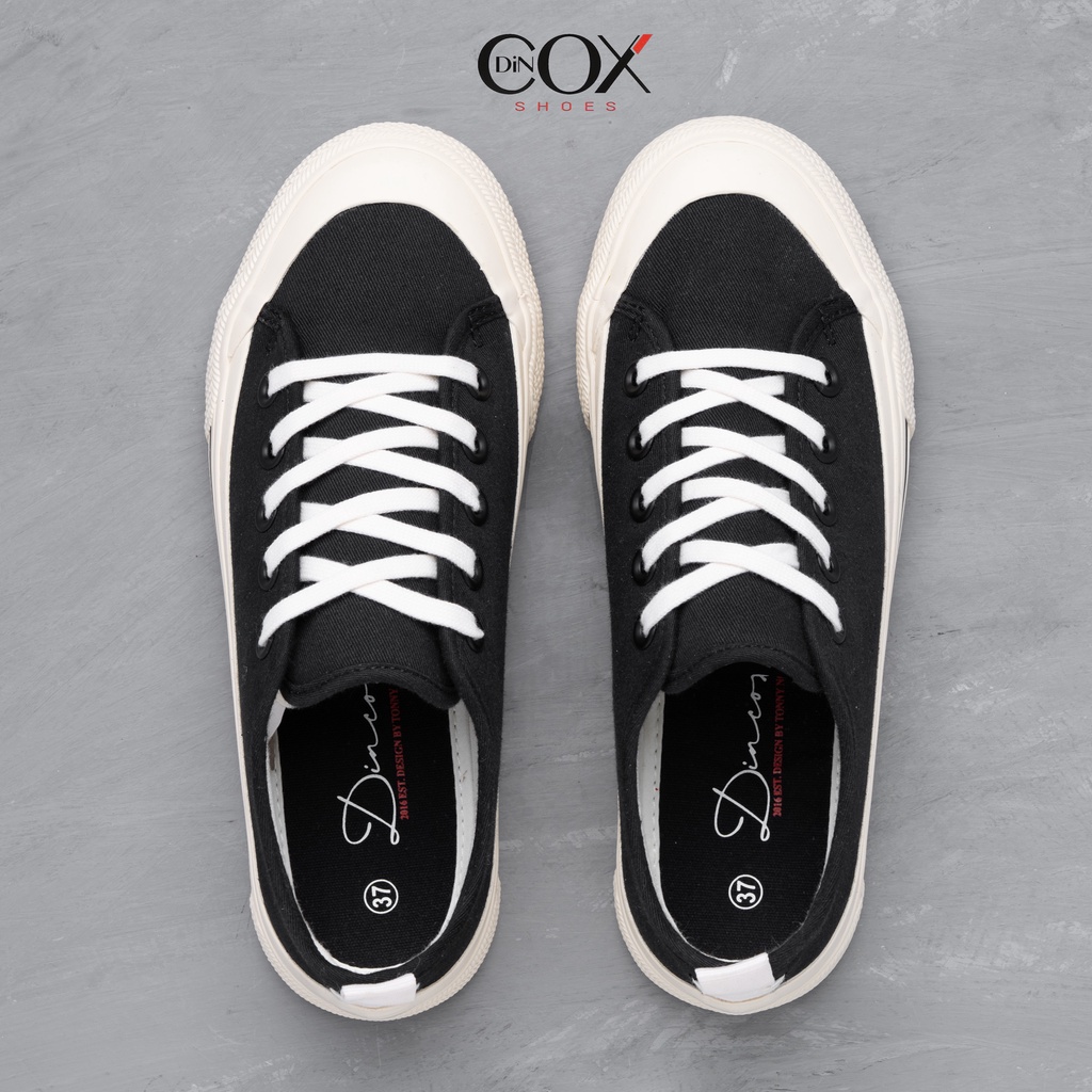 Giày Sneaker Vải Canvas Unisex Chính Hãng DINCOX C20 Black Sang Trọng Tinh Tế Đơn Giản