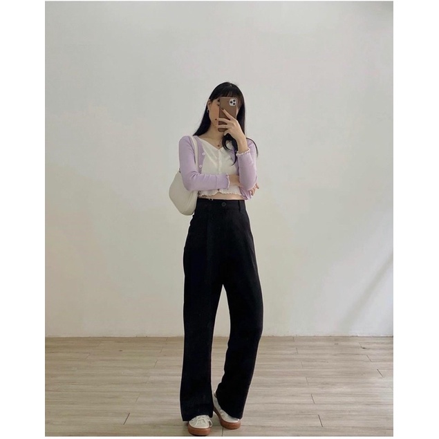 Áo knit 2 lớp tay phối bèo