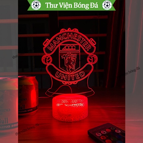 Đèn 3D Logo Manchester United, Đèn Ngủ Manchester United Đế Pha Lê Kèm Điều Khiển Từ Xa - Đồ Manches