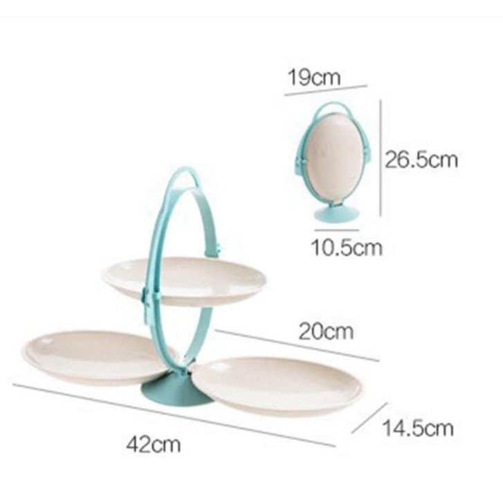 Khay Đựng Trái Cây, Hoa Quả, Bánh Kẹo 3 Tầng Gấp Gọn