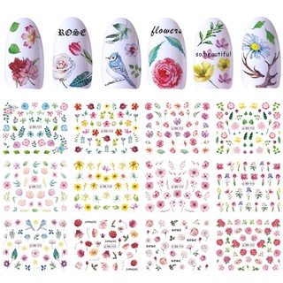 Sticker nước dán móng hoa lá mùa xuân