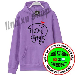 áo hoodie màu tím TFBOYS cỏ bốn lá có mũ trùm - thiết kế và in theo yêu cầu miễn phí