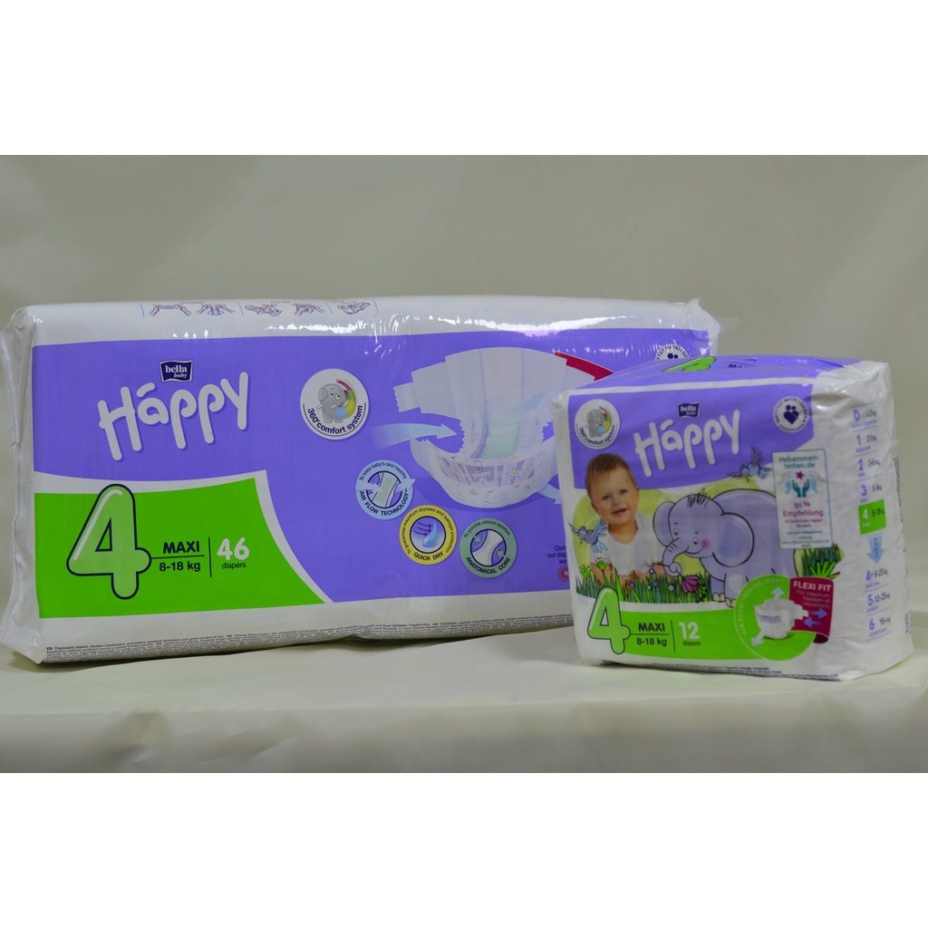 Bỉm, tã dán cao cấp BELLA HAPPY nhập khẩu Pháp 46 miếng cho bé 8-18kg thoáng mát, thấm hút, chống tràn