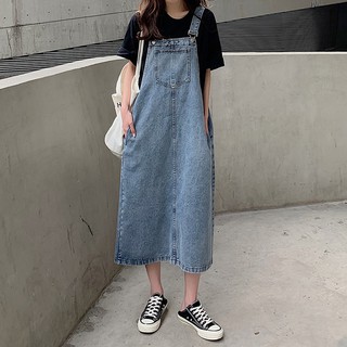 Váy yếm jeans ulzzang dáng dài