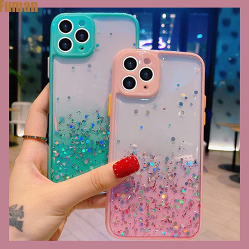 Ốp điện thoại TPU mềm trong suốt lấp lánh cho Oppo Reno 4 Pro 5 Lite 5f 4f A35 2021 A15S A37 Neo 9