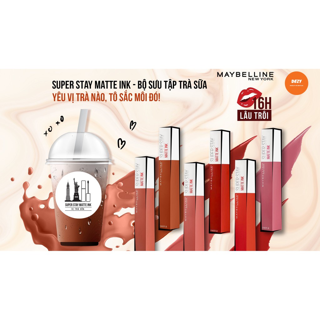 [TEM PHỤ] Son Lì Maybelline Super Stay Matte Ink Không Trôi CHÍNH HÃNG Son Môi Kem Lì Maybeline New York Dưỡng Môi Dezy