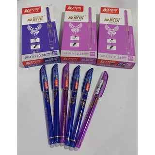 12 cây bút gel tẩy xóa được, bút mực bôi được Aodemei 0.38mm GP-3176