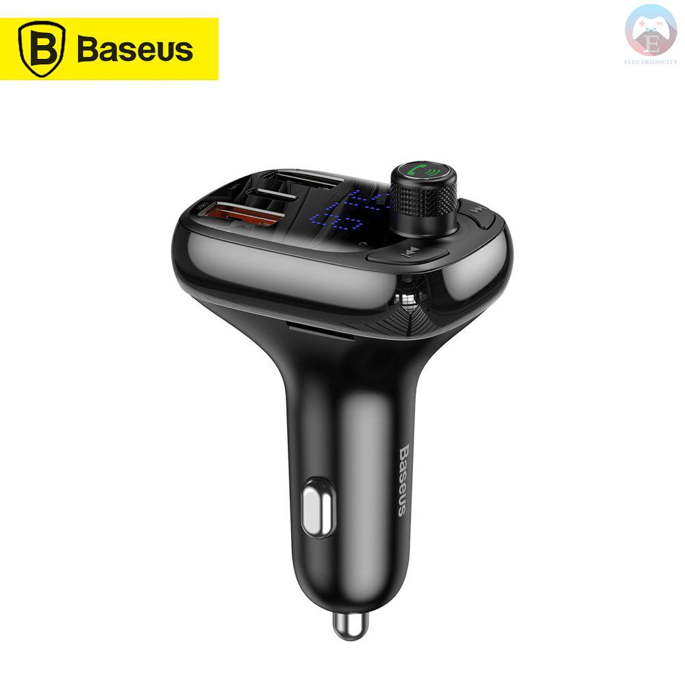 Ê Baseus Transmiter FM BT 5.0 Car Charger PPS Quick Charge QC4.0 Two USB One Type-C Ports Support Flash Disk MicroTF Card 5A 36W With Microphone