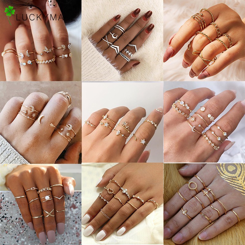 Nhẫn kim loại mạ vàng hình bướm đính đá thời trang