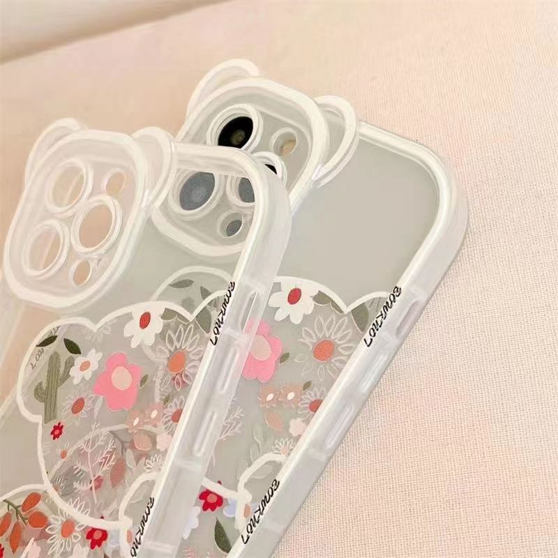 Ốp Điện Thoại  for iphone 14 Pro Max Silicon Mềm Trong Suốt Họa Tiết Hoa Phối Dây Xích Treo Cho for iphone 13 11 Pro Max 12 XR X XS