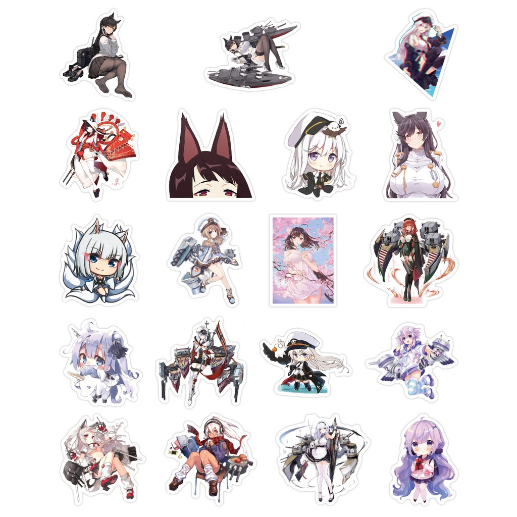 Miếng dán Sticker anime Azur Lane trong nhiều phim trọn bộ 50 hình - In rõ ràng sắc nét khó tróc