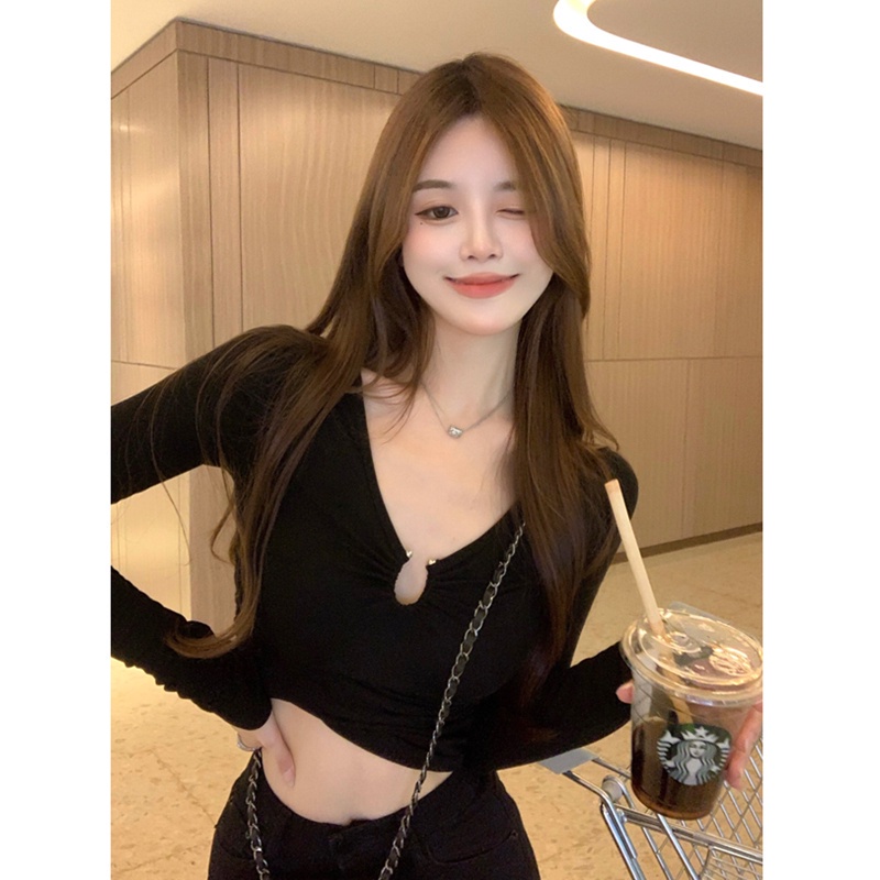 Áo thun nữ SUXI tay dài dáng ôm phong cách Hàn Quốc