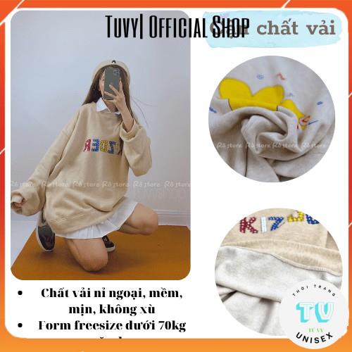 Áo nỉ nữ cổ tròn TUVYSHOP  Áo Sweater Nỉ Bông Nam Nữ Form Rộng Unisex Chất Nỉ Ngoại Mềm Mịn, Không Xù nhiều màu SW01