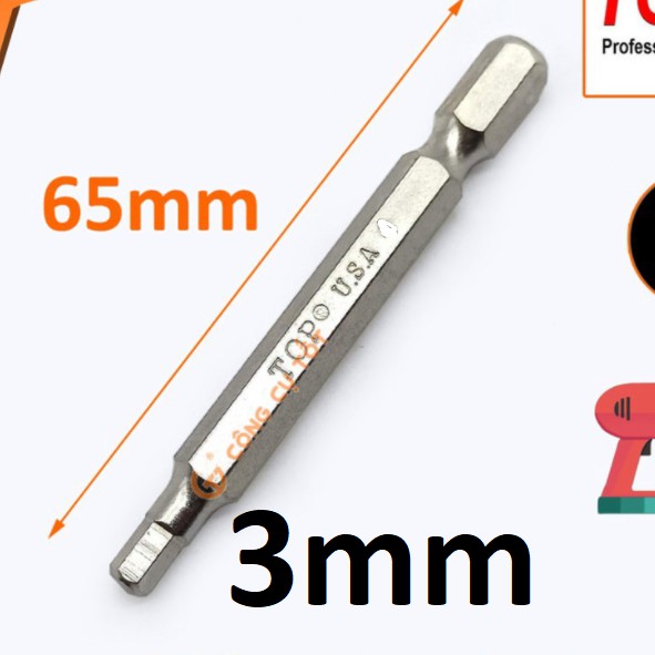 Đầu bắt vít lục giác đực 3mm dài 65mm TOP (giá 1 cái)
