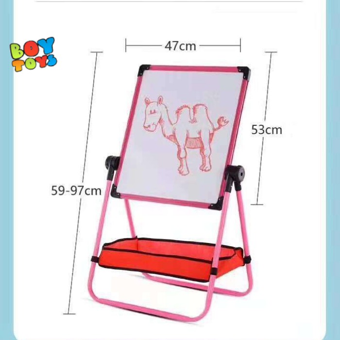 Bảng vẽ giáo dục Flipchart 2 mặt xanh và trắng xoay 360 độ loại 47 x 53 cm