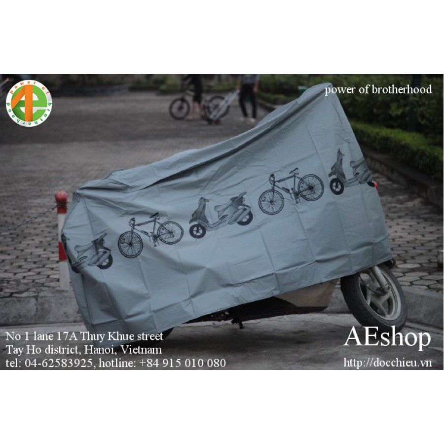 bạt phủ xe  máy tráng bạc chống tia tử ngoại, phù hợp các loại xe đạp thể thao, xe máy, xe tay ga các loại