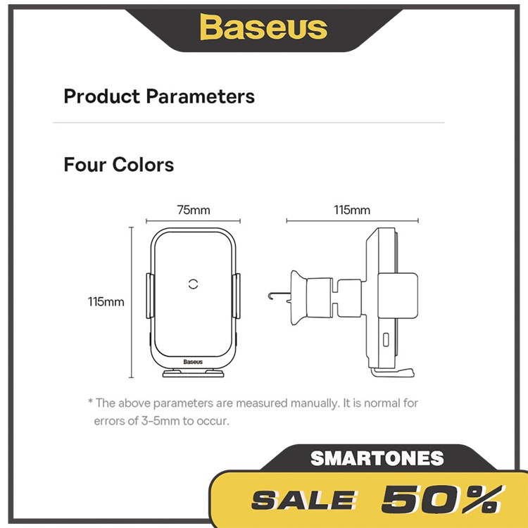 Giá đỡ điện thoại sạc không dây Baseus Halo Electric 15W kẹp giữ điện tự động cho iPhone, Samsung..